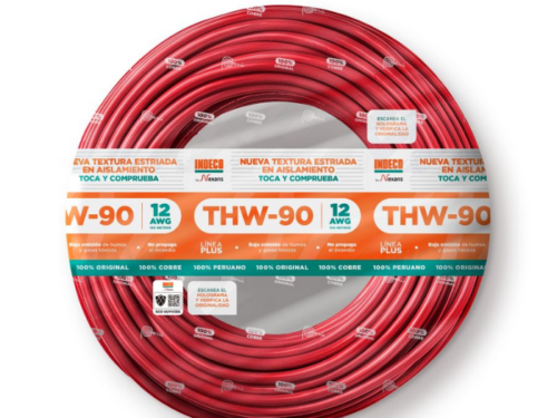 CONDUCTOR ELECTRICO 750V PVC 12AWG ROJO THW-90 + PLUS