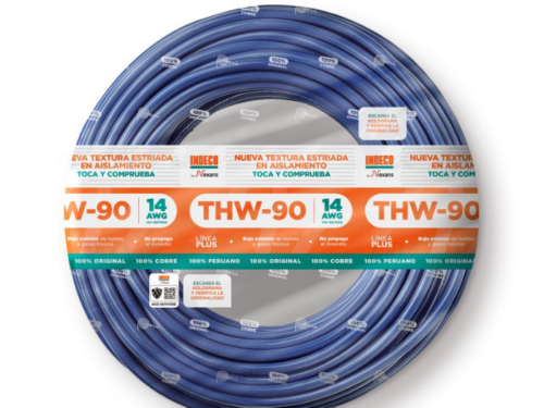 CONDUCTOR ELECTRICO 750V PVC 14AWG AZUL THW-90 + PLUS