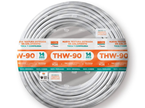 CONDUCTOR ELECTRICO 750V PVC 14AWG BLANCO THW-90 + PLUS
